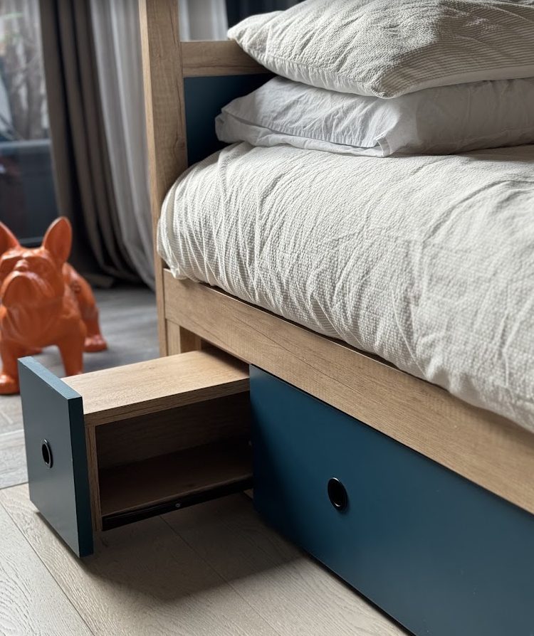 Letto con cassettone estraibile su misura